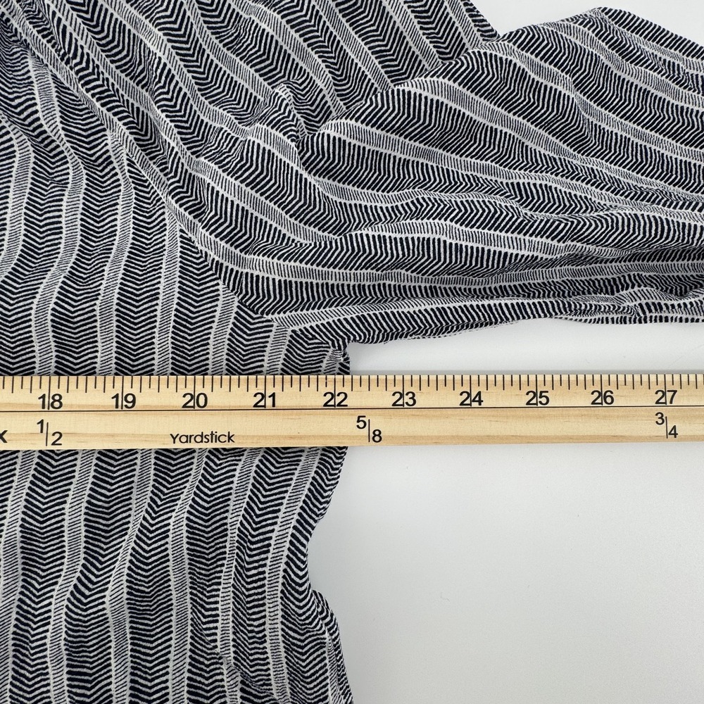 Joie Navy Blue White Chevron Stripe Cotton Split Neck Blouse Top Large - Picture 7 of 8